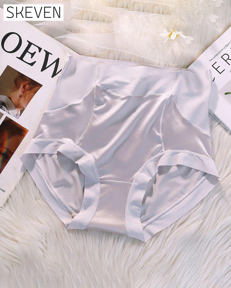 Women's High Waist Ice Silk Satin Seamless Sexy Hip Lift Tummy Control Panties