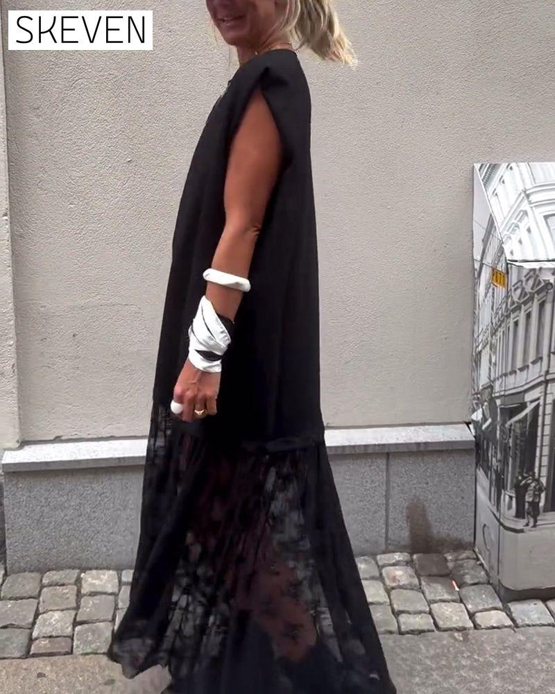 Sleeveless Mesh Patchwork Dress