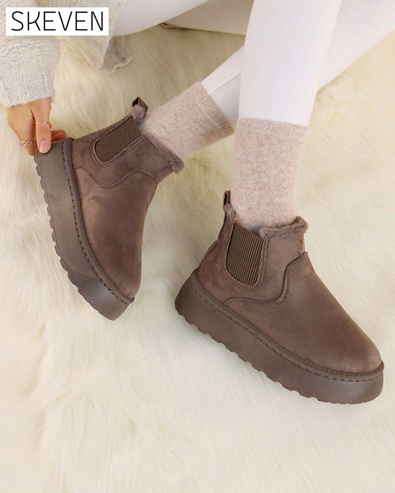 Thick-soled solid color snow boots