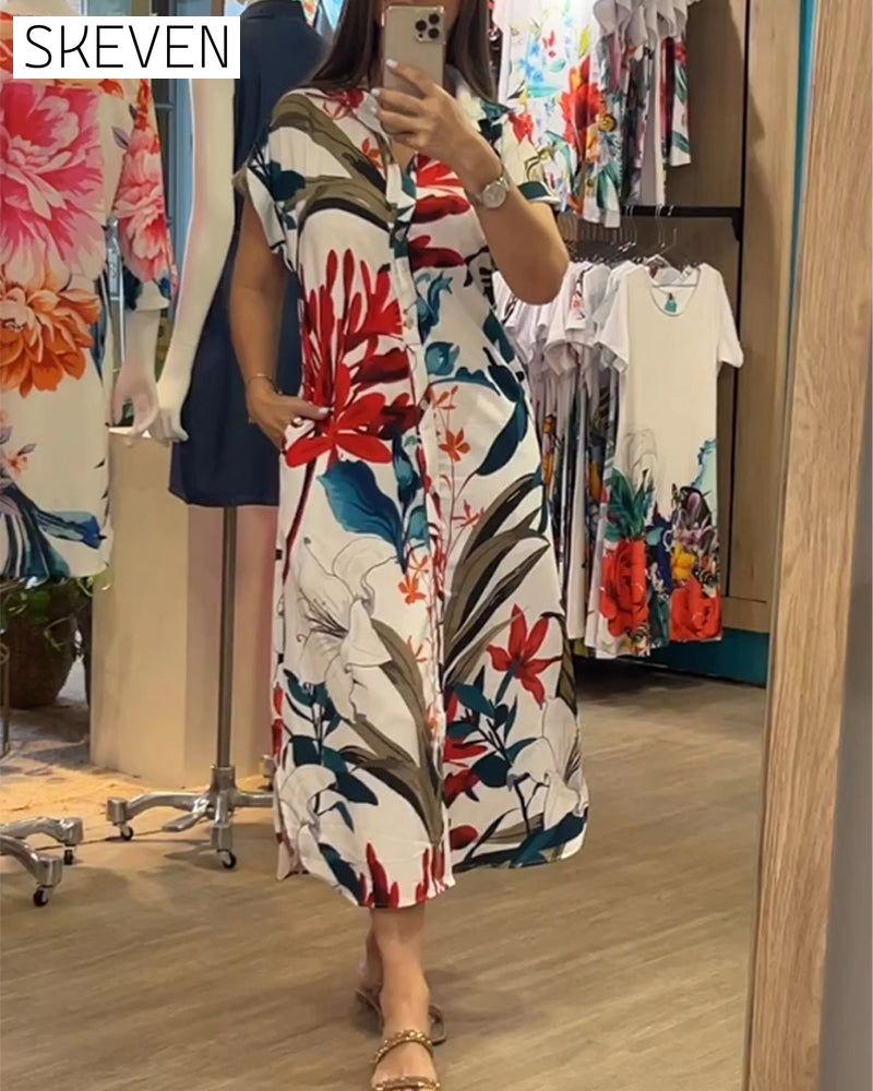 Kurzärmeliges bedrucktes Kleid