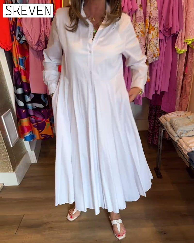 Freizeitkleid mit einfarbigem Revers