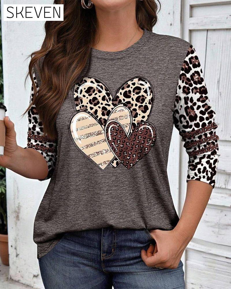 Langarmshirt mit Rundhalsausschnitt und Leopardenmuster