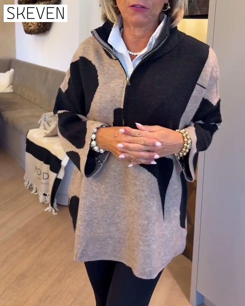 Half-Zip Stand Collar Fashionable Pullover