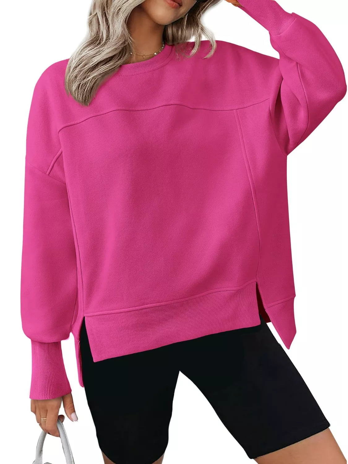 Lässiges Sweatshirt mit Seitenschlitz