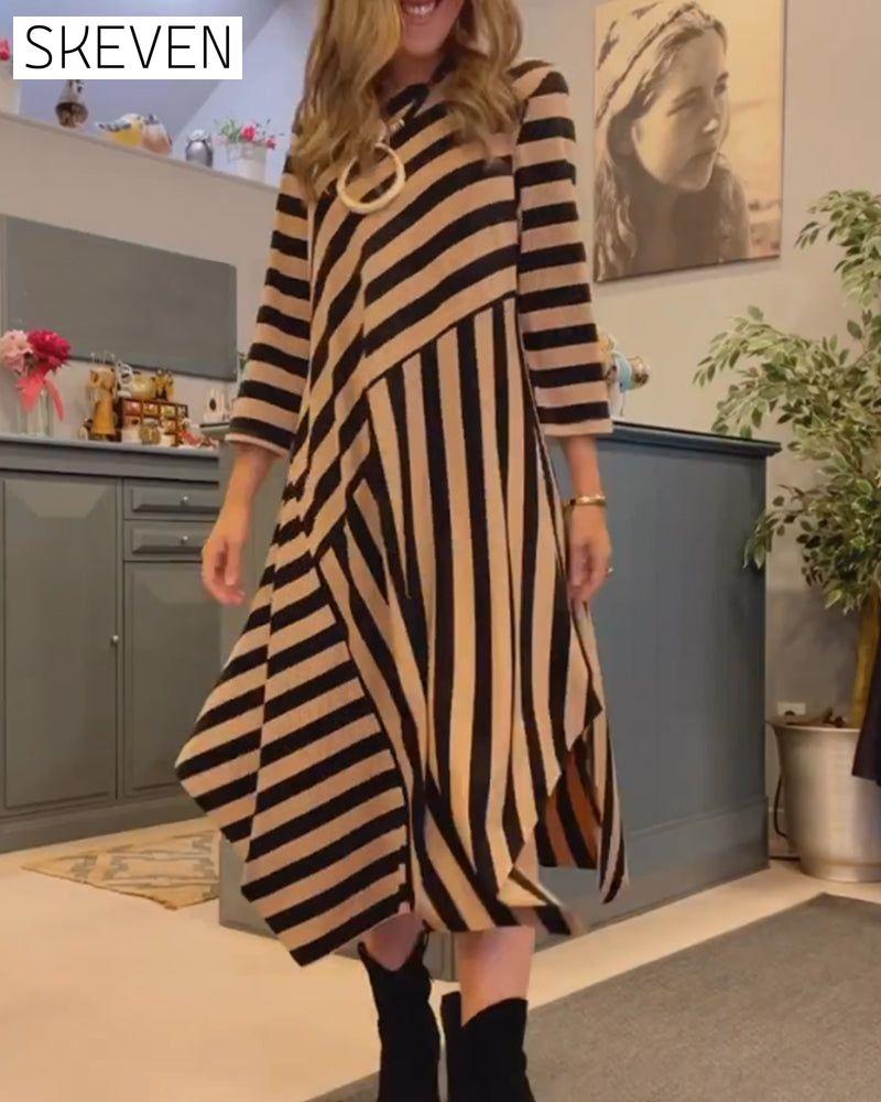 Striped Loose Casual Dress 2023 f/w 23BF casual dresses Clothes Dresses spring