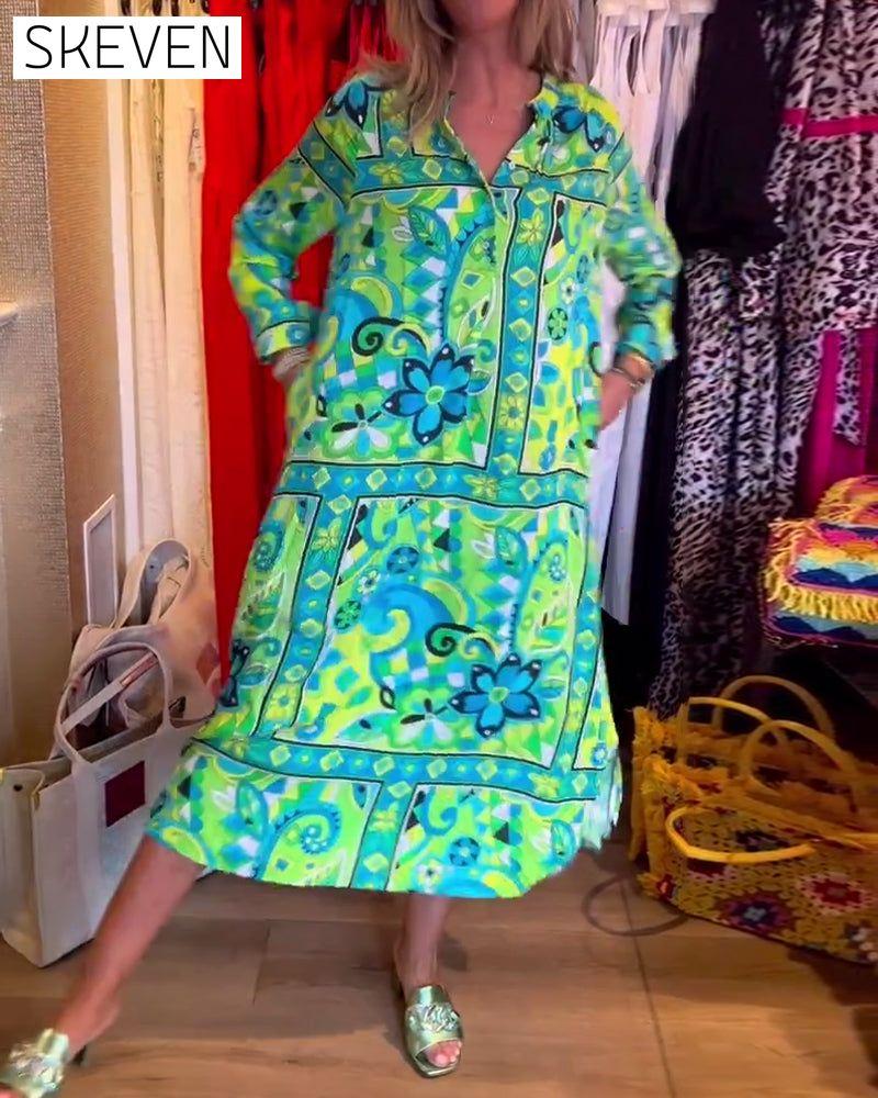 Loose printed pocket dress