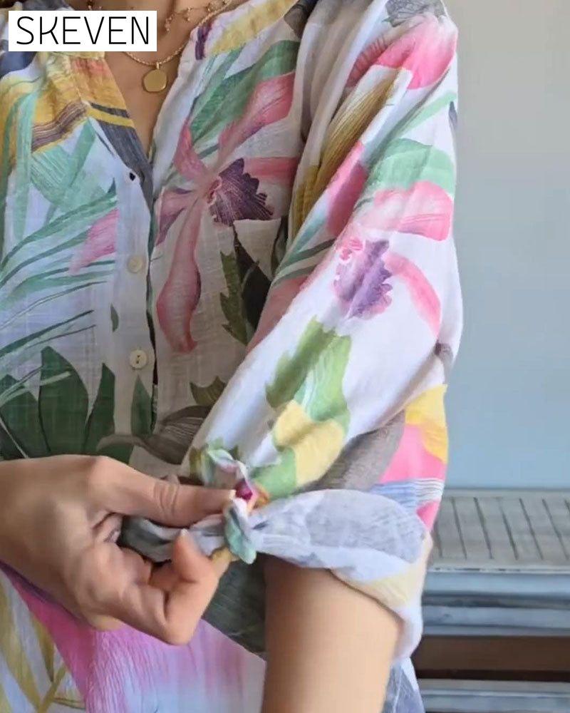 Button V-Neck Blouse