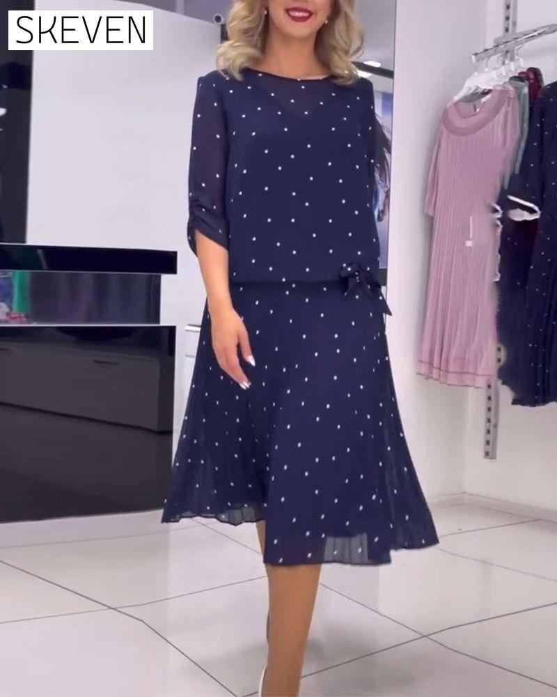 robe décontractée à pois et col rond