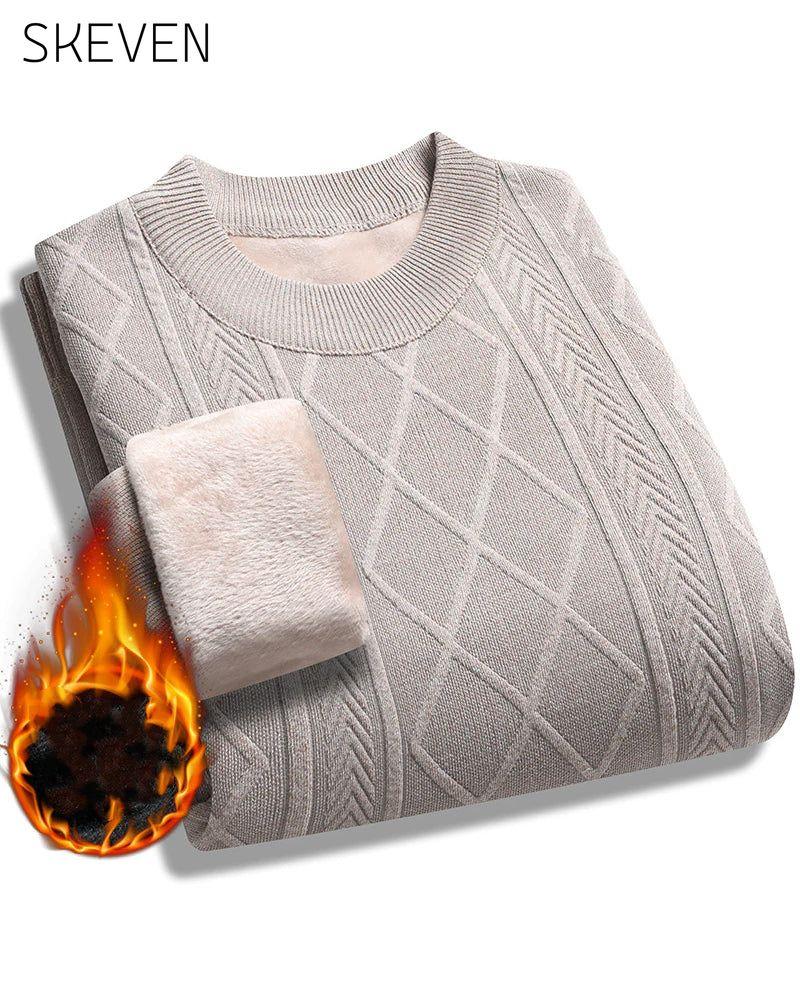 Men's Winter Plush-Lined Warm Knitted Sweater