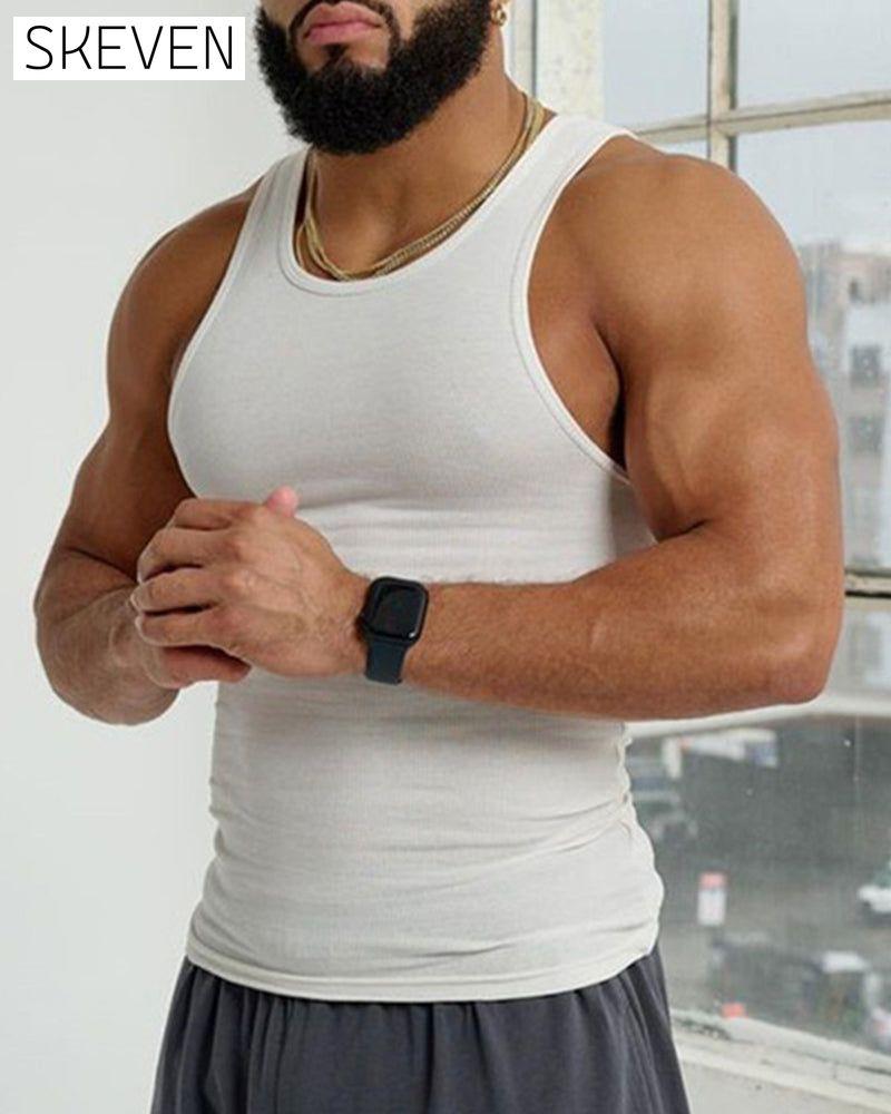 Men's solid color sleeveless vest