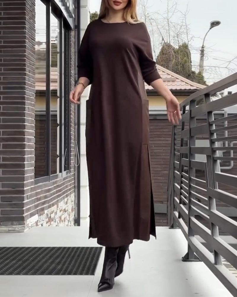Casual Pu Patchwork Long Dress