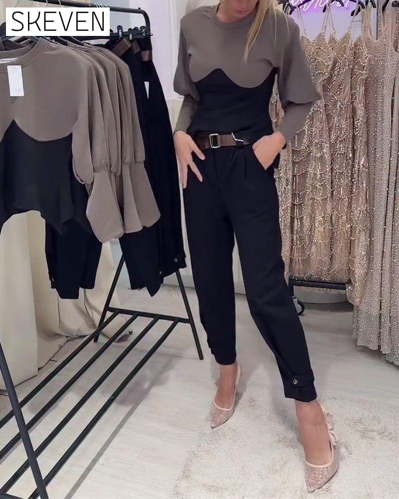 Round Neck Long Sleeve Fitted Top