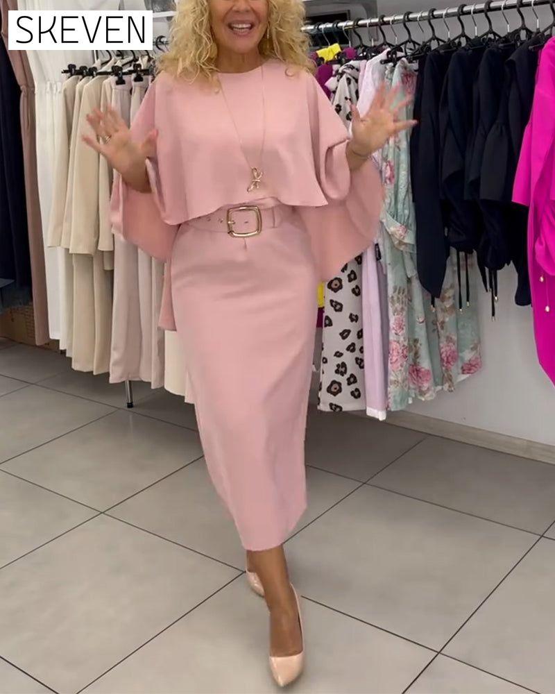 Modisches, elegantes Kleid mit Rundhalsausschnitt