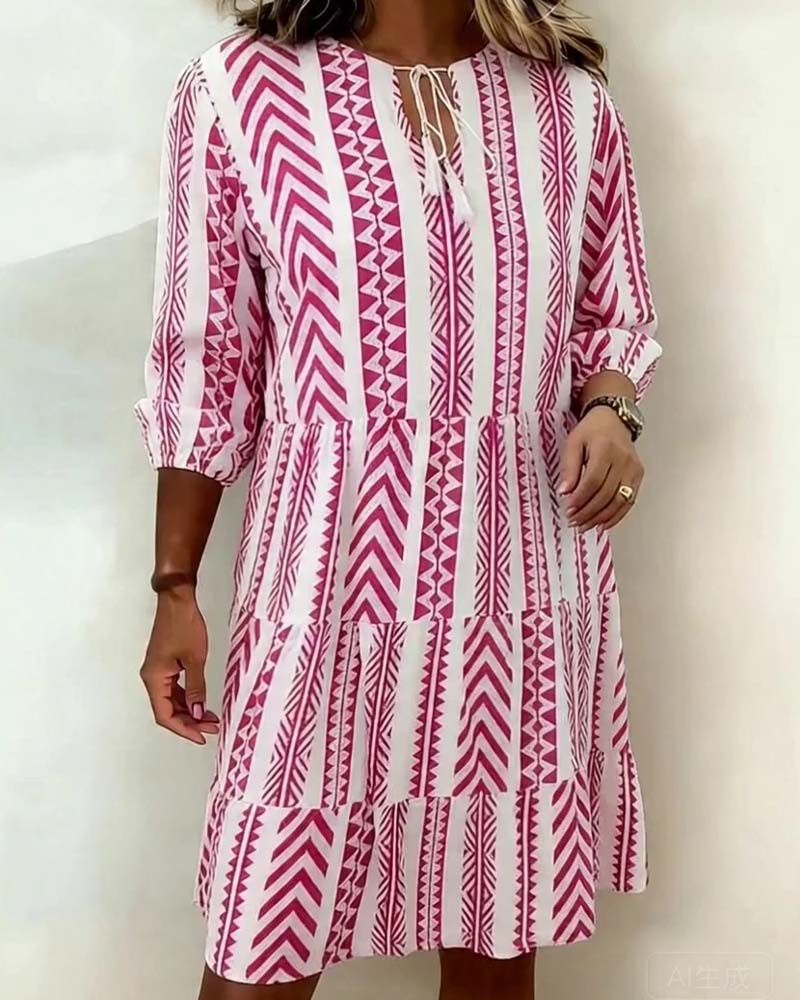 Geometric Pattern Strappy Dress