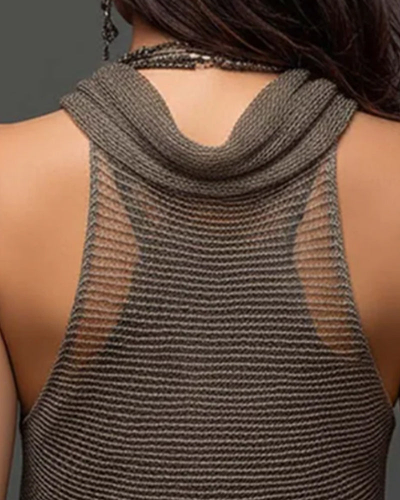 Fashion Halter Cowl Neck Sleeveless Set