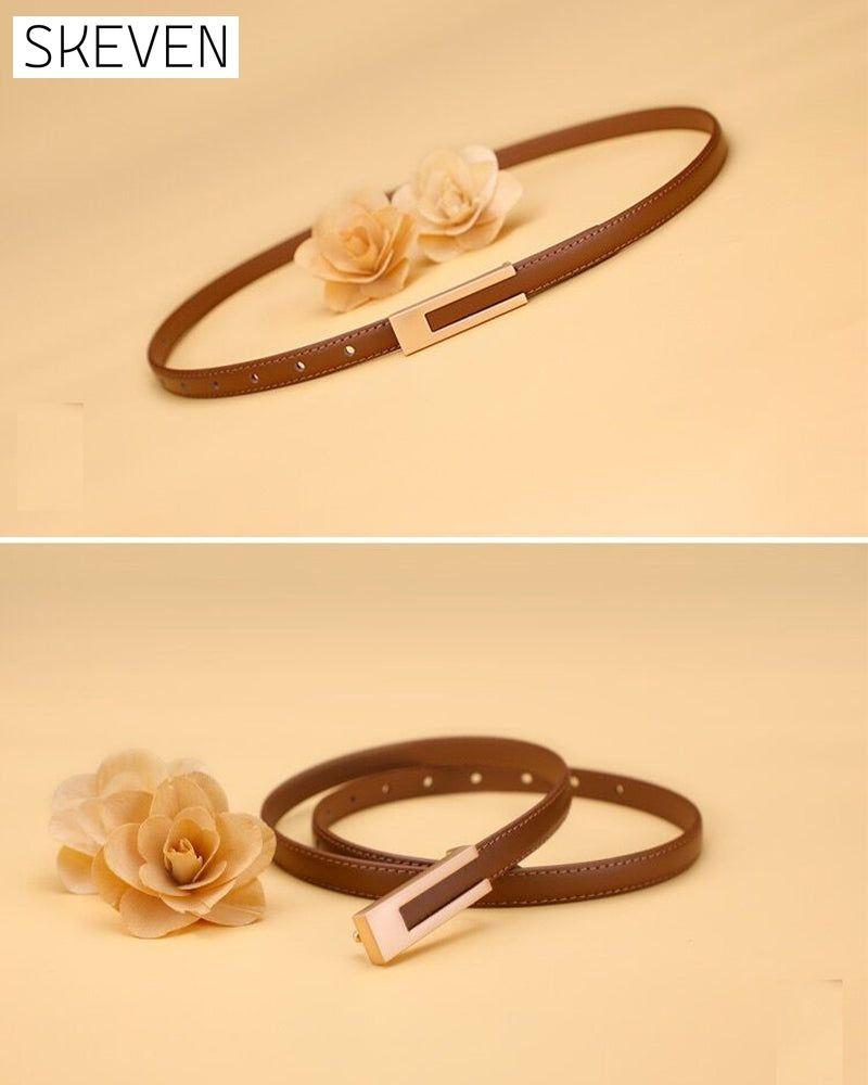 Simple retro solid color thin belt