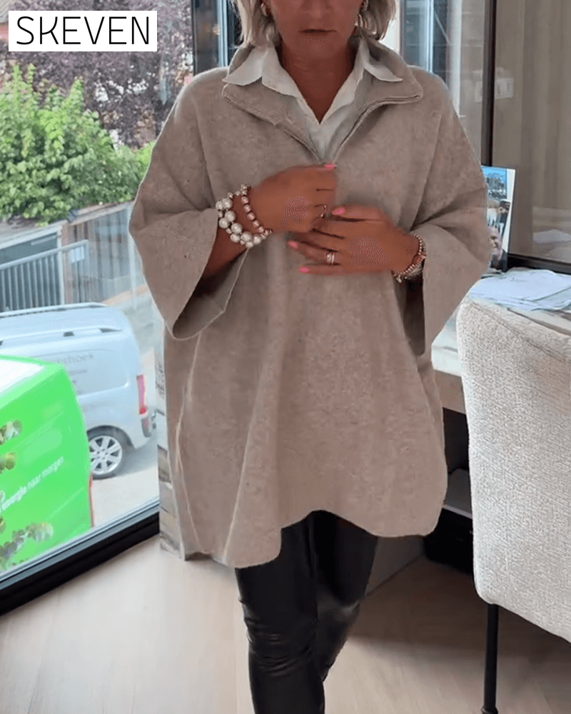 Stand Collar Half-Zip Loose Pullover