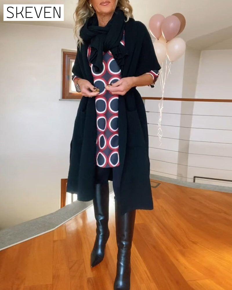 Casual solid color half sleeve pocket cardigan