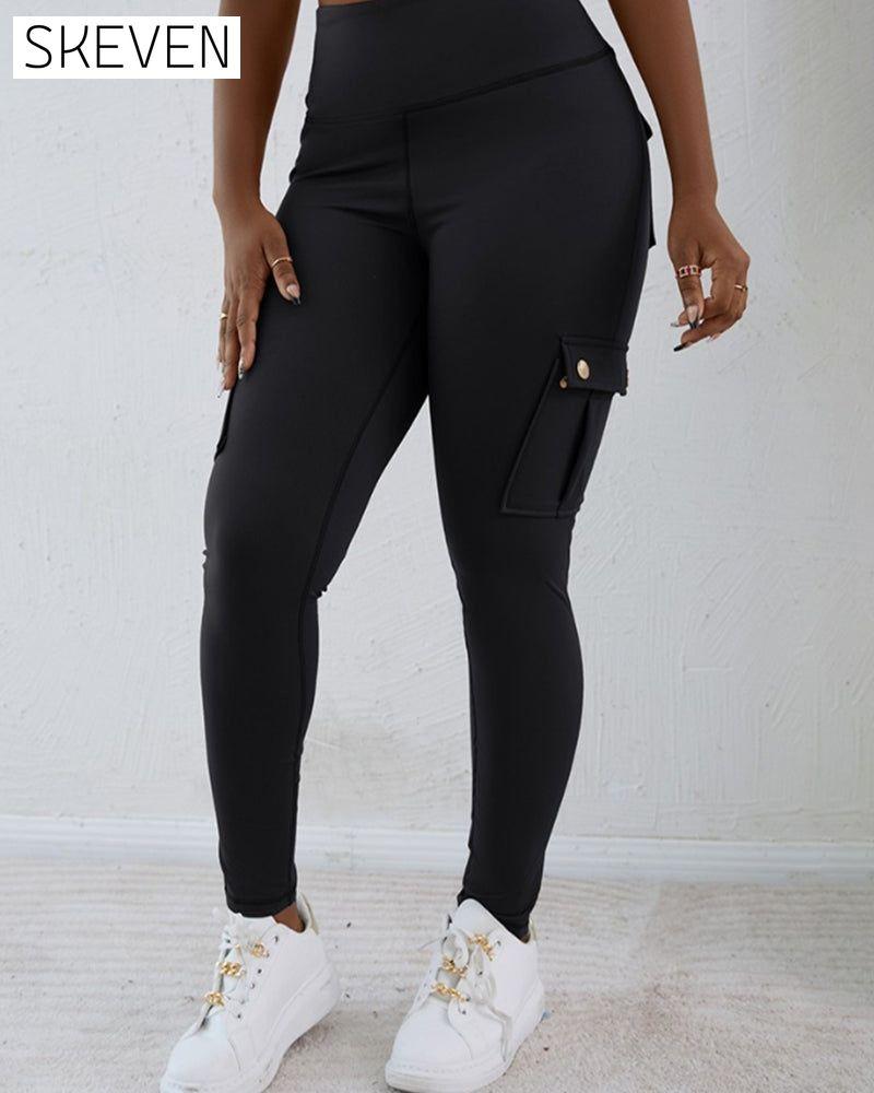 pantalon taille haute à séchage rapide avec poches et effet push-up