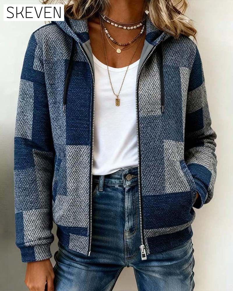 Manteau tendance à capuche et fermeture éclair