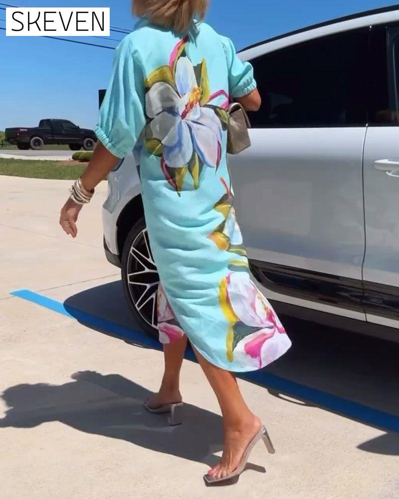Floral print loose casual dress casual casual dresses summer