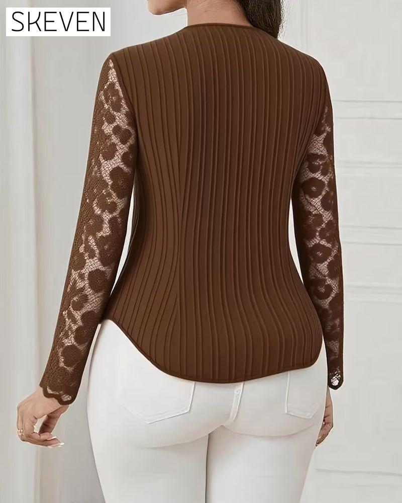 Lace Patchwork Slim Fit Blouse