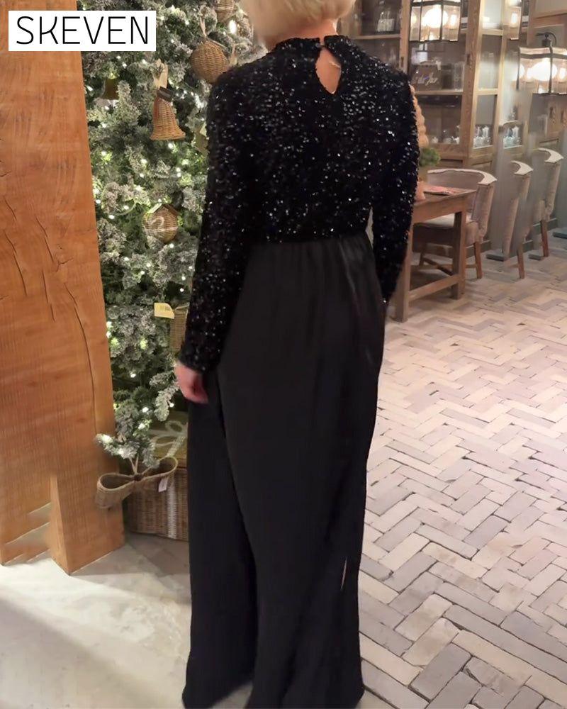 Elegantes, bodenlanges Paillettenkleid
