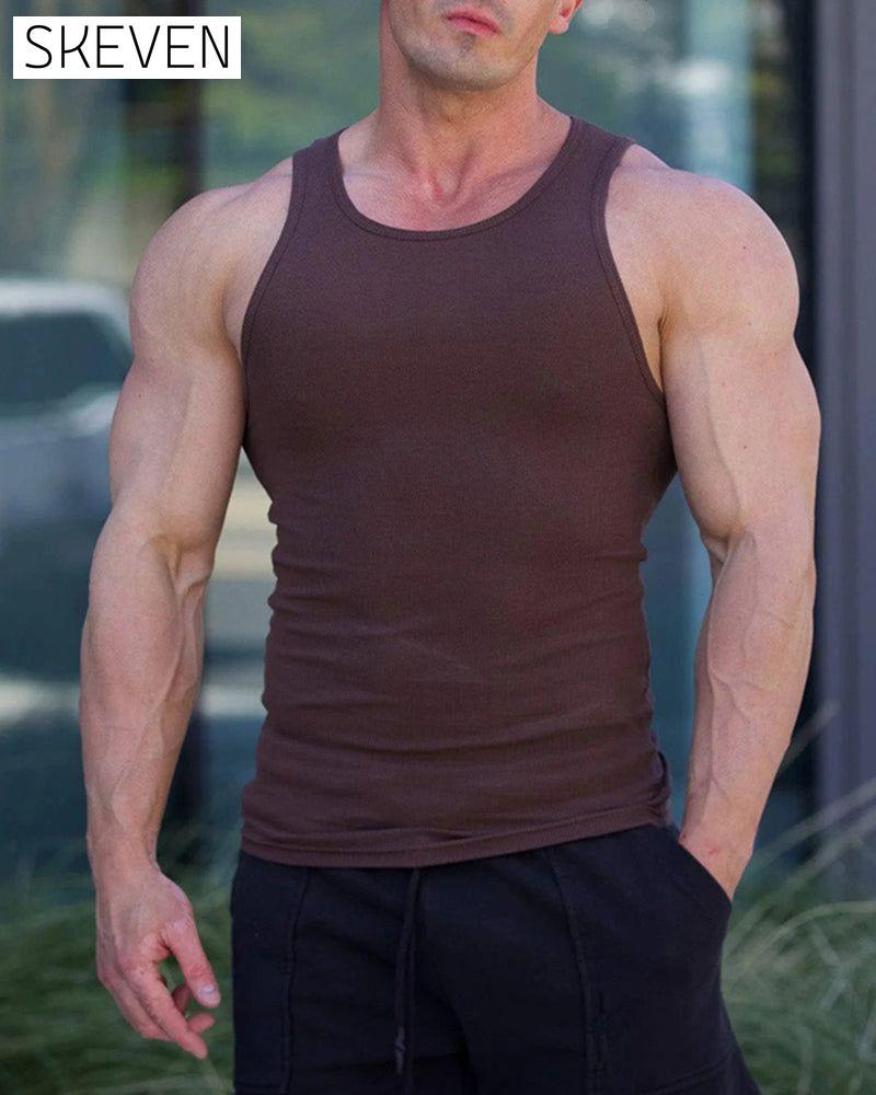 Men's solid color sleeveless vest