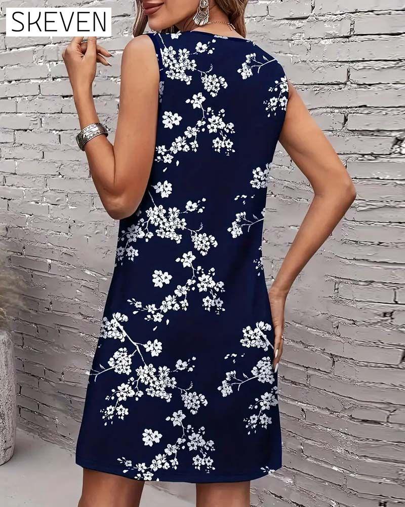 Robe imprimée moulante sans manches