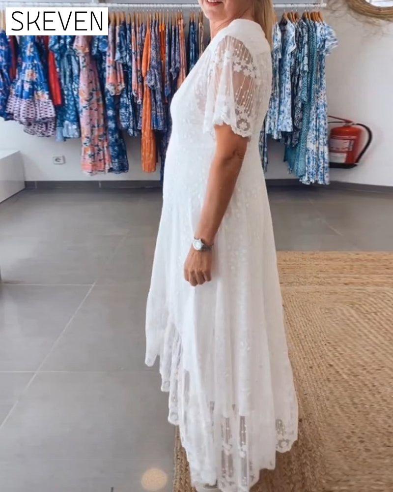 Deep V buttoned flowy dress