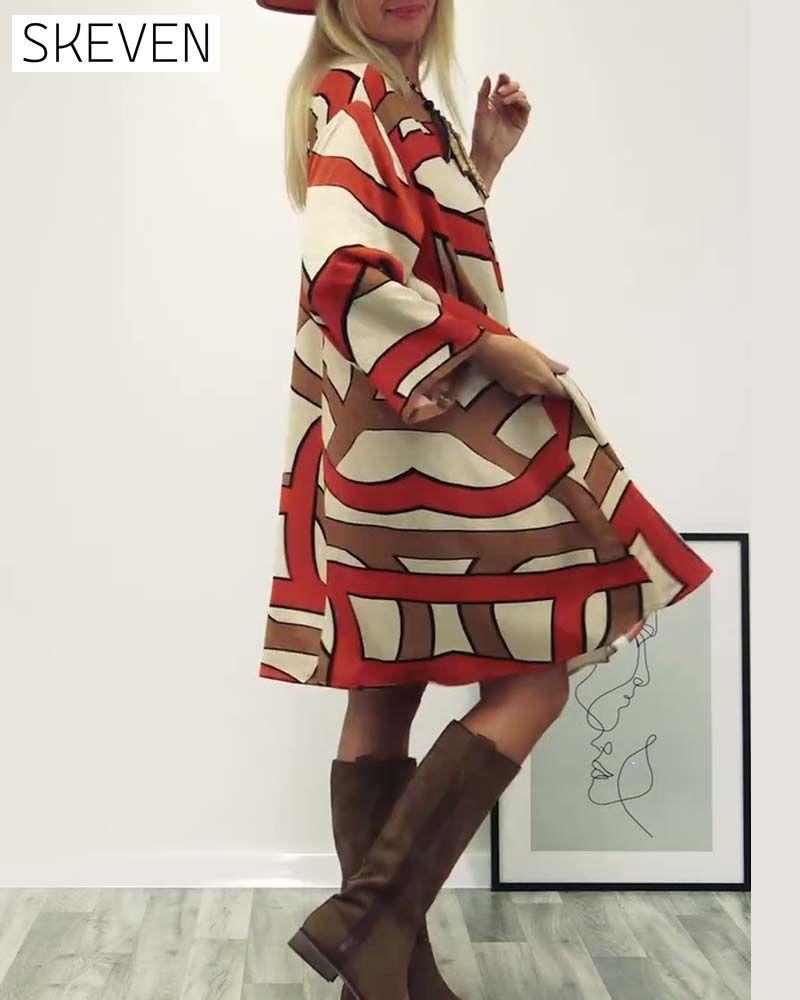 Round neck printed dress