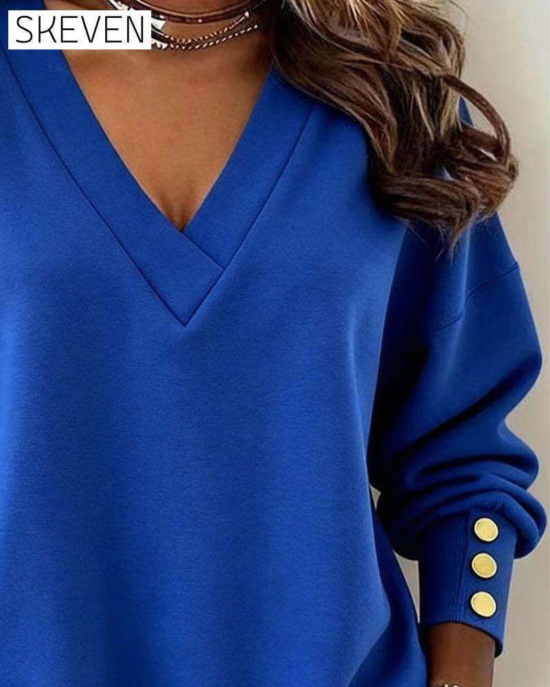 Stylish V-Neck Horseshoe Sleeve Top