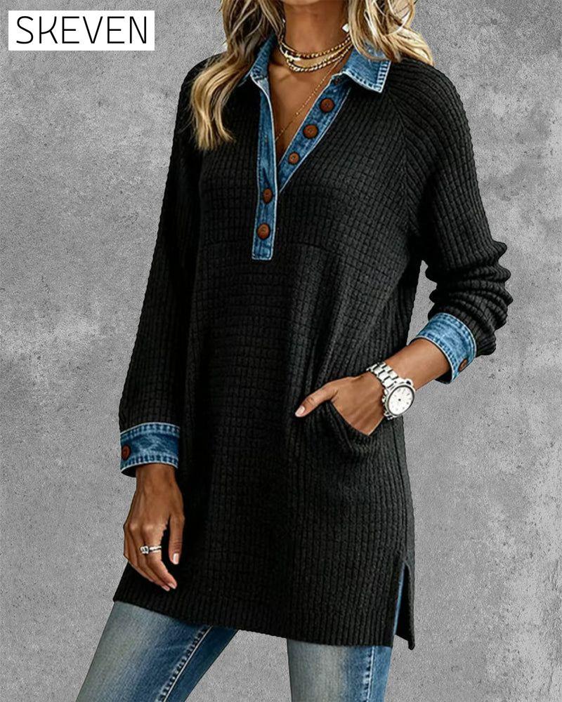 Lapel Contrast Color Panel Top