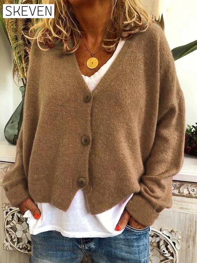 Women's Casual Loose Sweater Knit Cardigan top tops