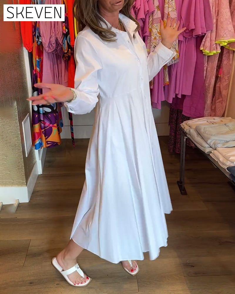 Freizeitkleid mit einfarbigem Revers