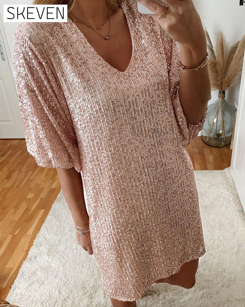 Sequin V-neck party Dress