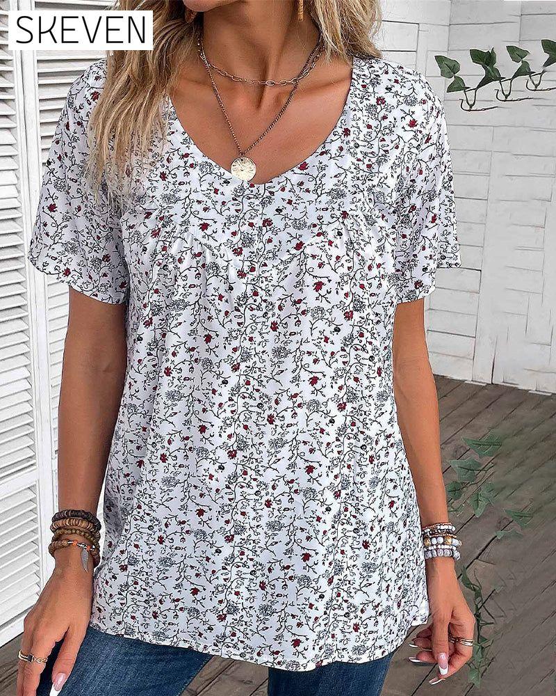 Rüschenbluse mit Blumenmuster