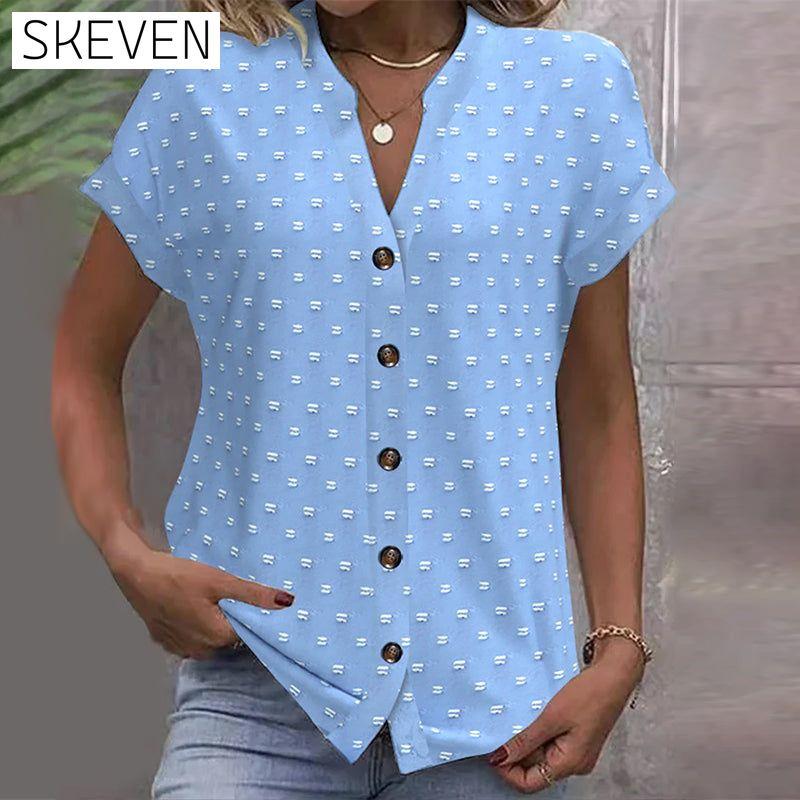 Blue Drop Shoulder Blouse