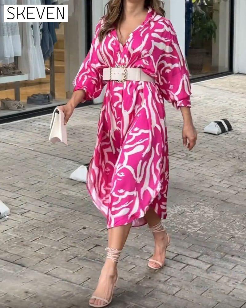 Lapel fashion dress in print 23BF Casual Dresses Clothes Dresses SALE Spring Summer
