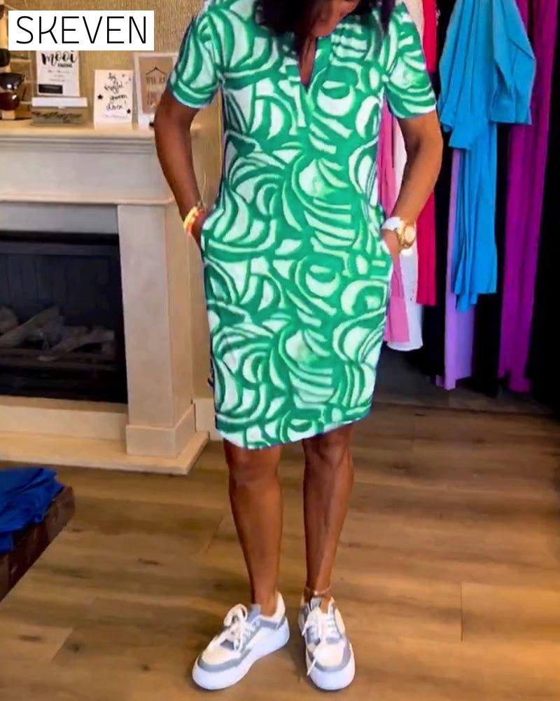 Lässiges Kurzarmkleid mit Print