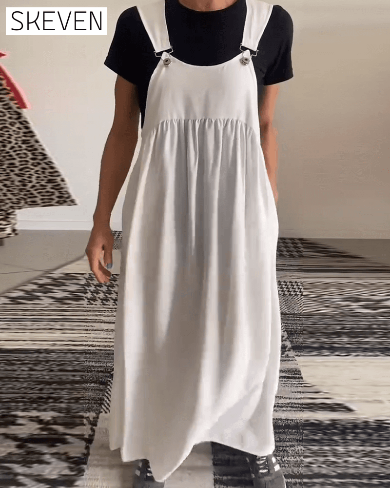 Lässiges einfarbiges Trägerkleid