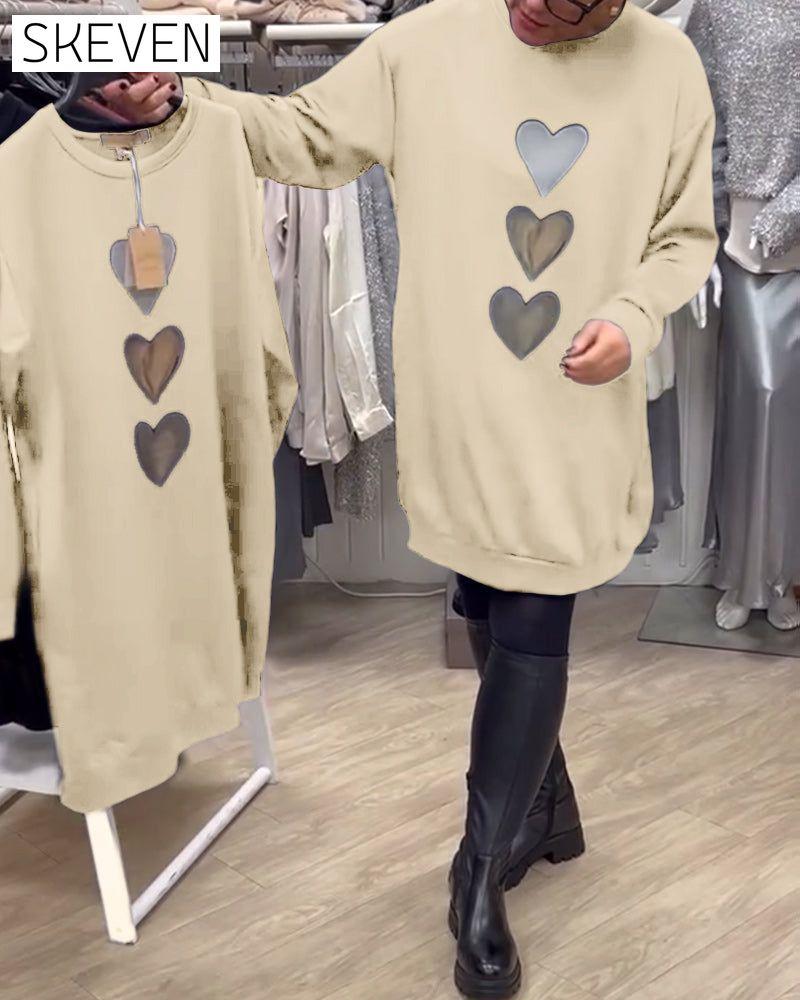 Casual Heart Pattern Shift Dress