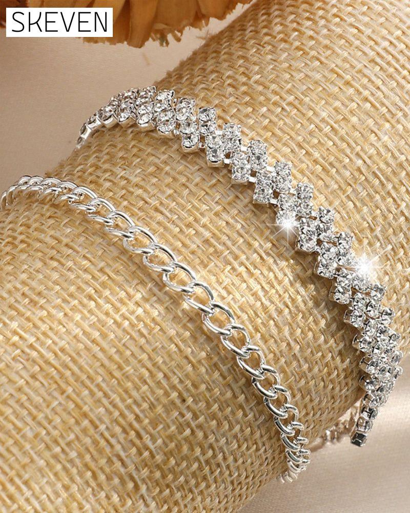 Unregelmäßiger Strass-Fußkettchen in Rautenform