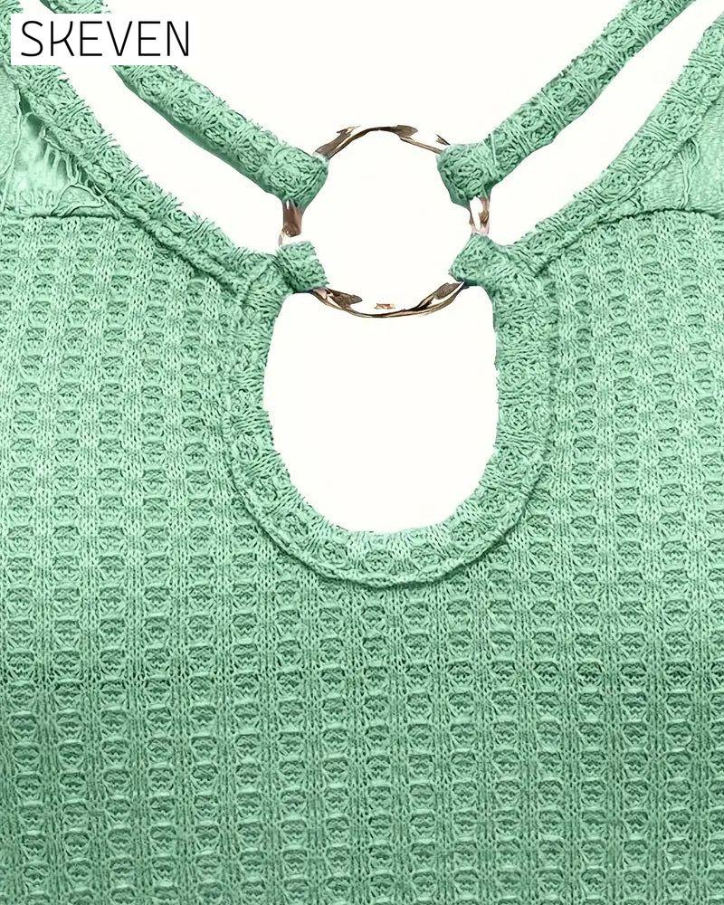 Lace Panel Knitted T-Shirt