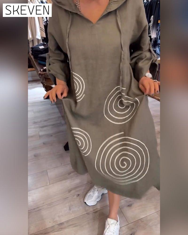 Kapuzenkleid mit langen Ärmeln, lockerer Passform
