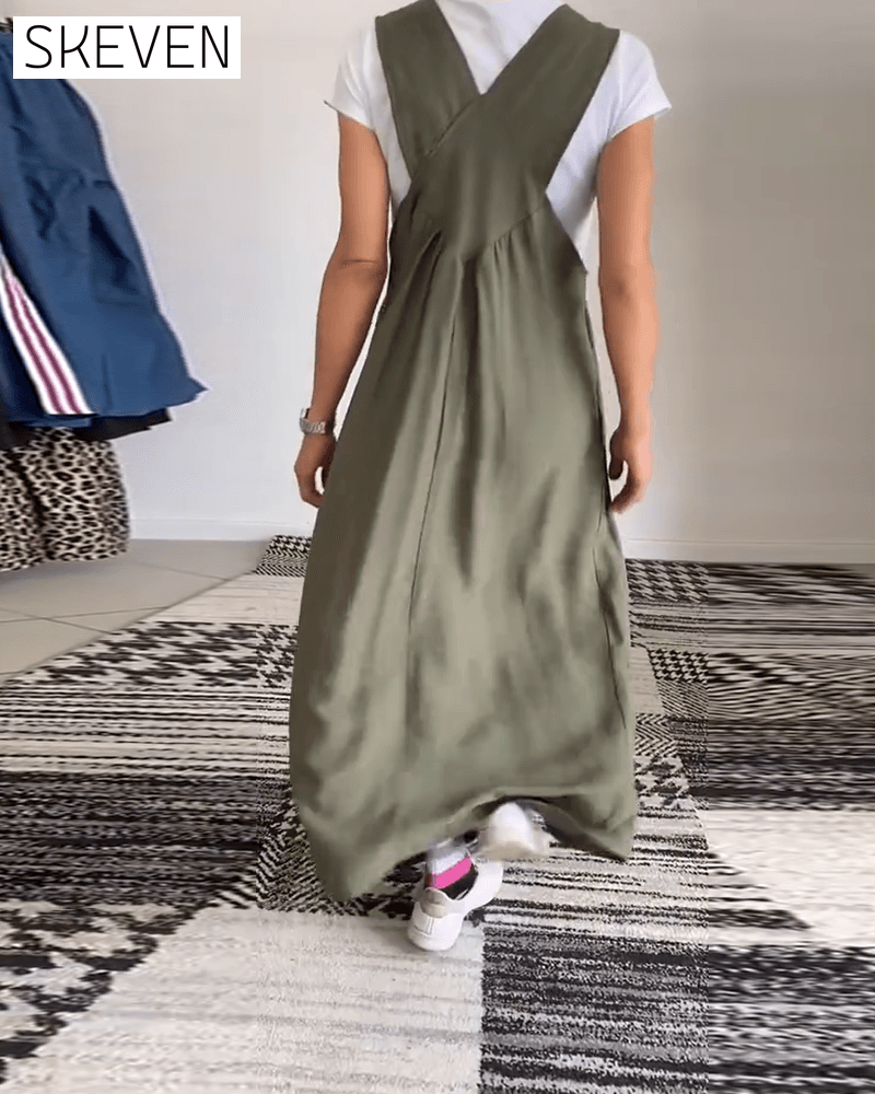 Lässiges einfarbiges Trägerkleid