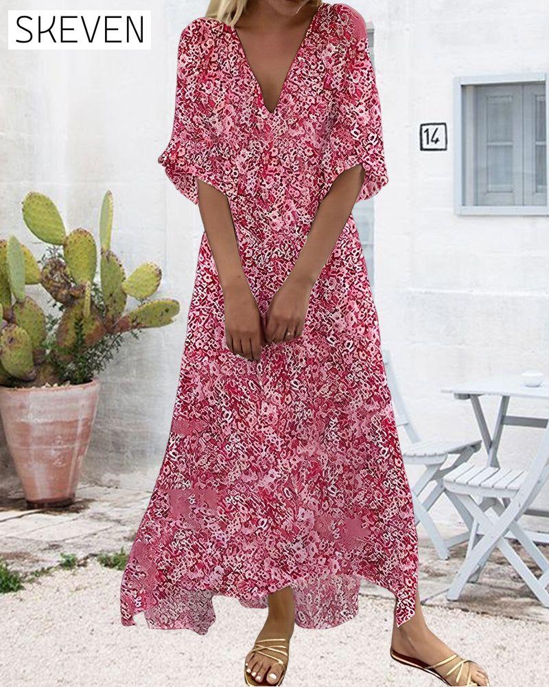 Maxikleid mit kurzen Ärmeln und Blumenmuster