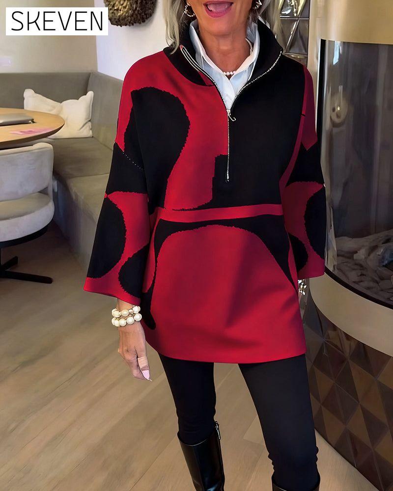 Half-Zip Stand Collar Fashionable Pullover