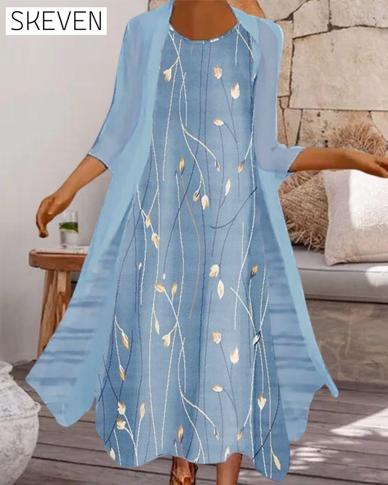 3/4 sleeve printed dress 23BF Casual Dresses Clothes Dresses Spring Summer