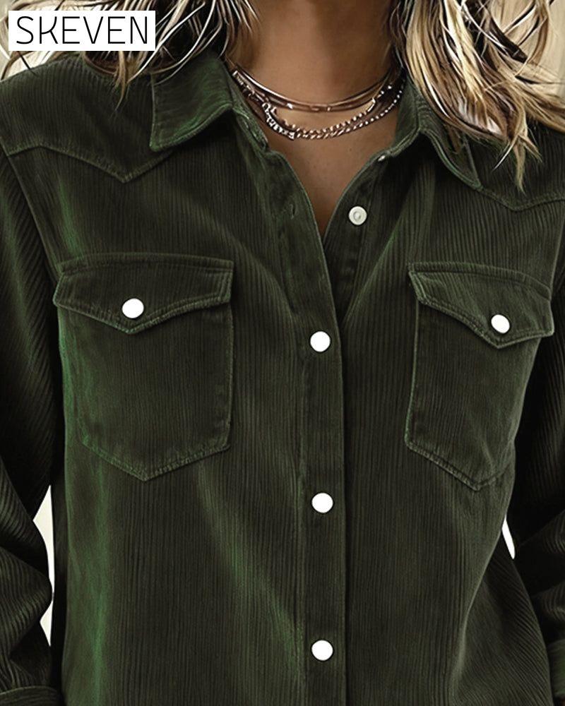 Long-Sleeved Lapel Button-Down Shirt